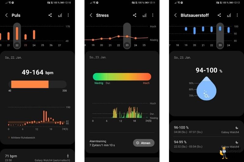 Записанные данные в приложении Samsung Health.